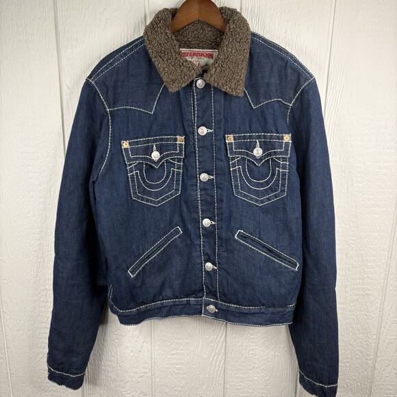 True Religion Y2K Jeans Jimmy Sherpa Trucker Jacket “denim blue” Size X-Large - Picture 1 of 10
